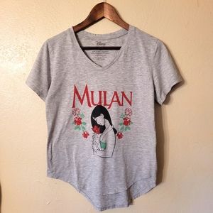 Disney Mulan Floral Girls Gray Top size M